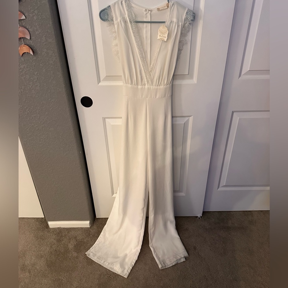 NWT Altar'd State White Long Pants Jumpsuit Size L